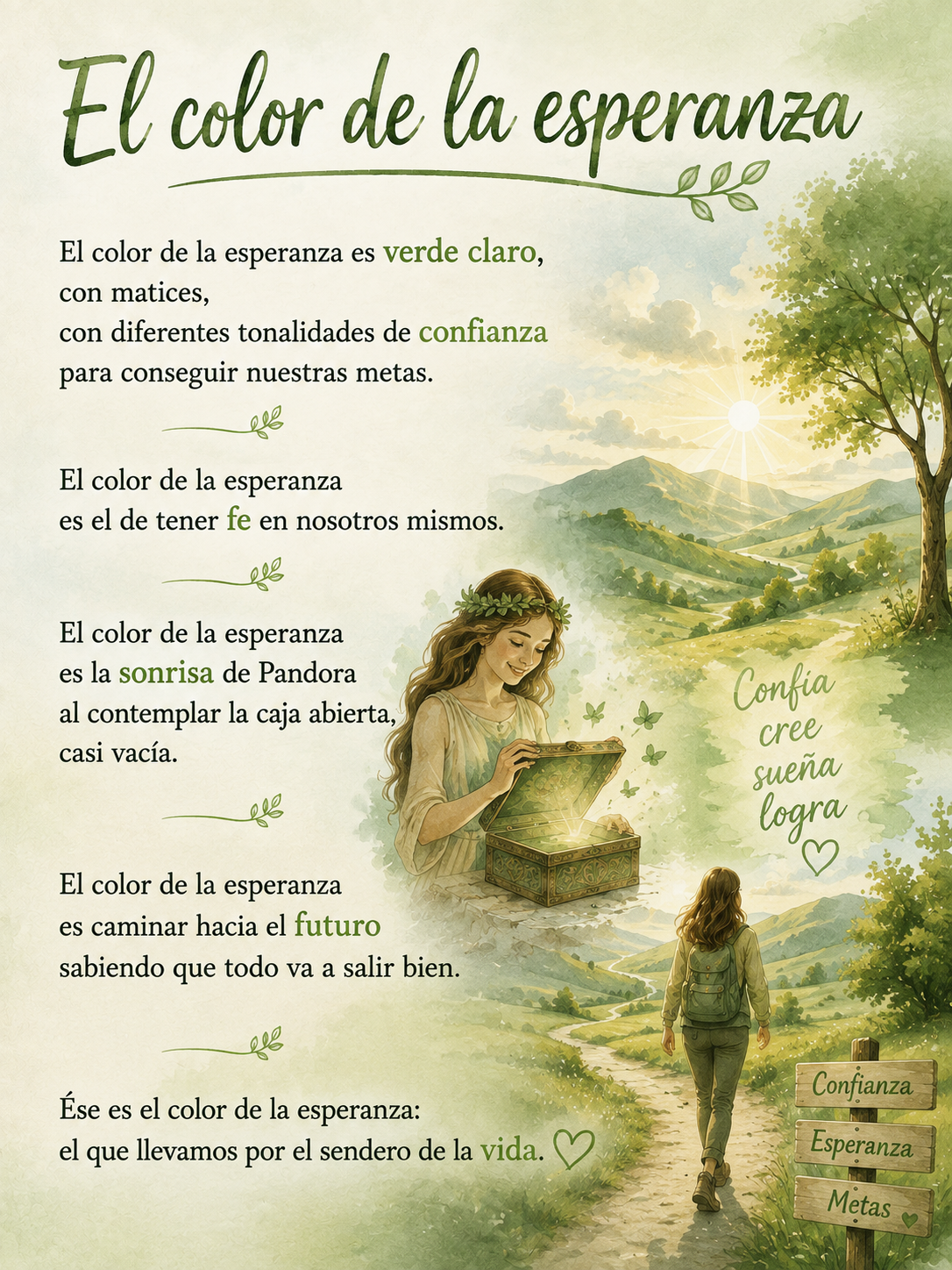 Poema corto con comentario de texto y análisis para estudiar literatura: «El color de la esperanza»