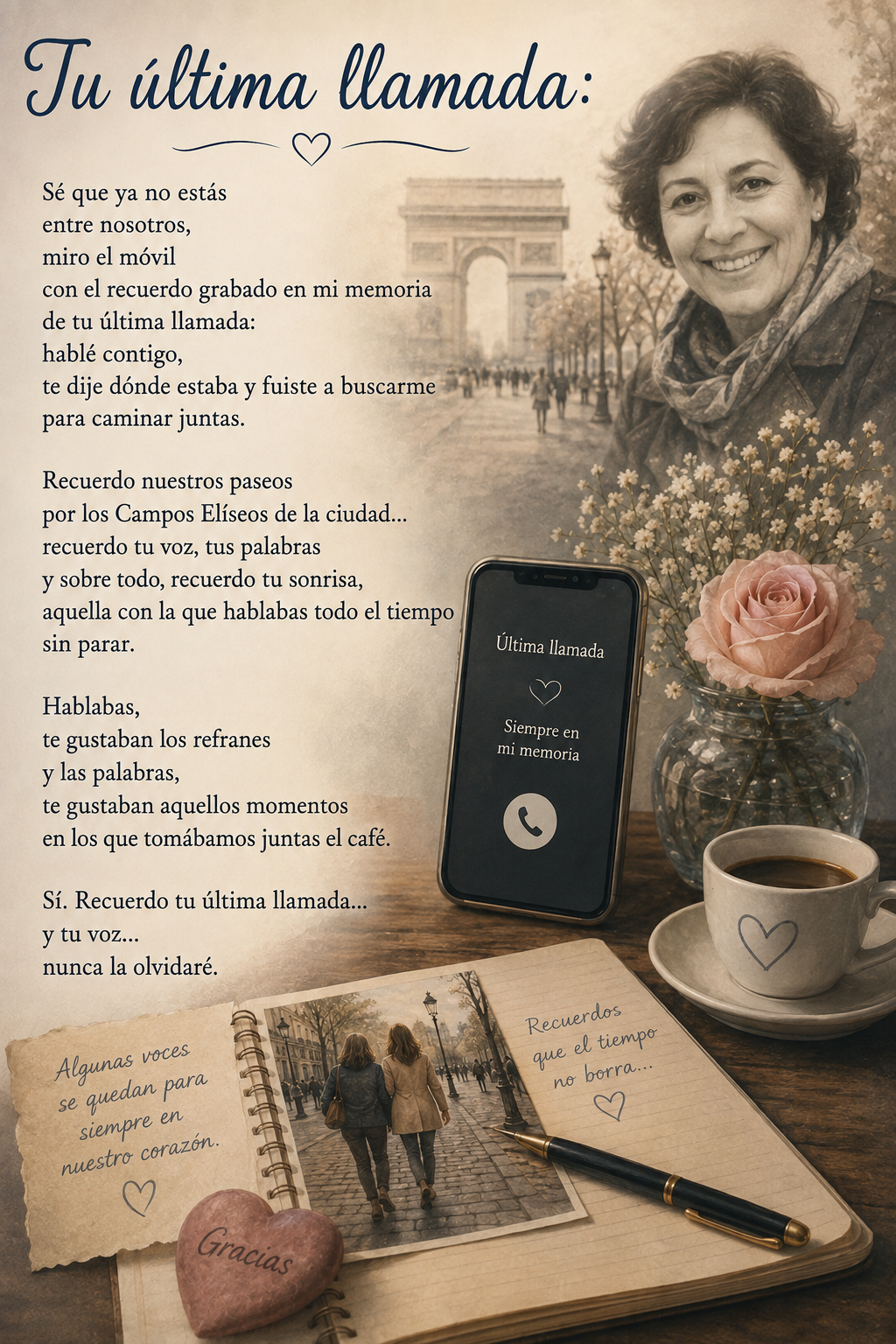 Poema  triste de despedida para recitar, dedicado a la memoria de una madre: Tu última llamada